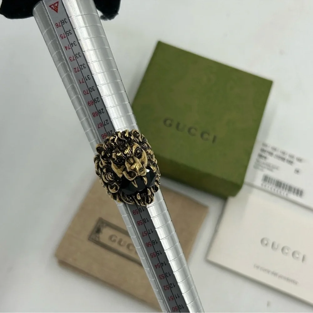 Men’s Gucci iconic Lionhead ring size 10 made in Italy